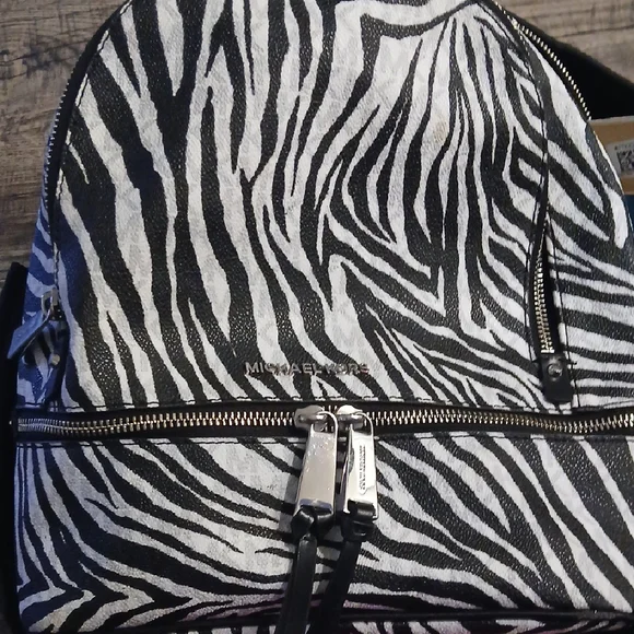 Michael Kors Black and White Zebra Backpack display picture 1